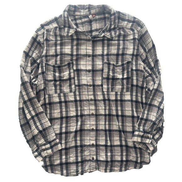 Anthropologie Pilcro Hadley Relaxed Plaid Shirt 3X Button Front Flannel Cabin - Picture 3 of 8